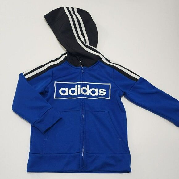 Adidas Toddler Boy - Size 4T - Blue Zip Up Fleece Hoodie - Picture 1 of 2